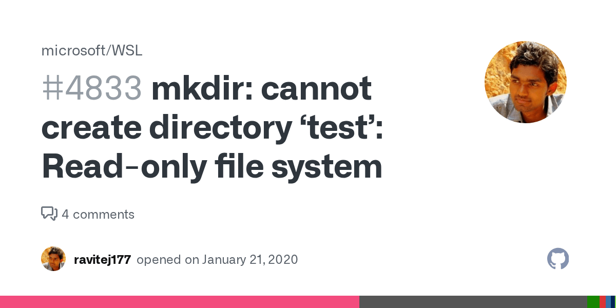 mkdir cannot create directory ‘test’ Readonly file system · Issue