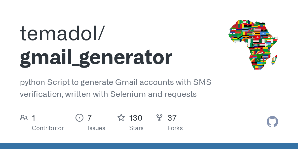 GitHub temadol/gmail_generator python Script to generate Gmail