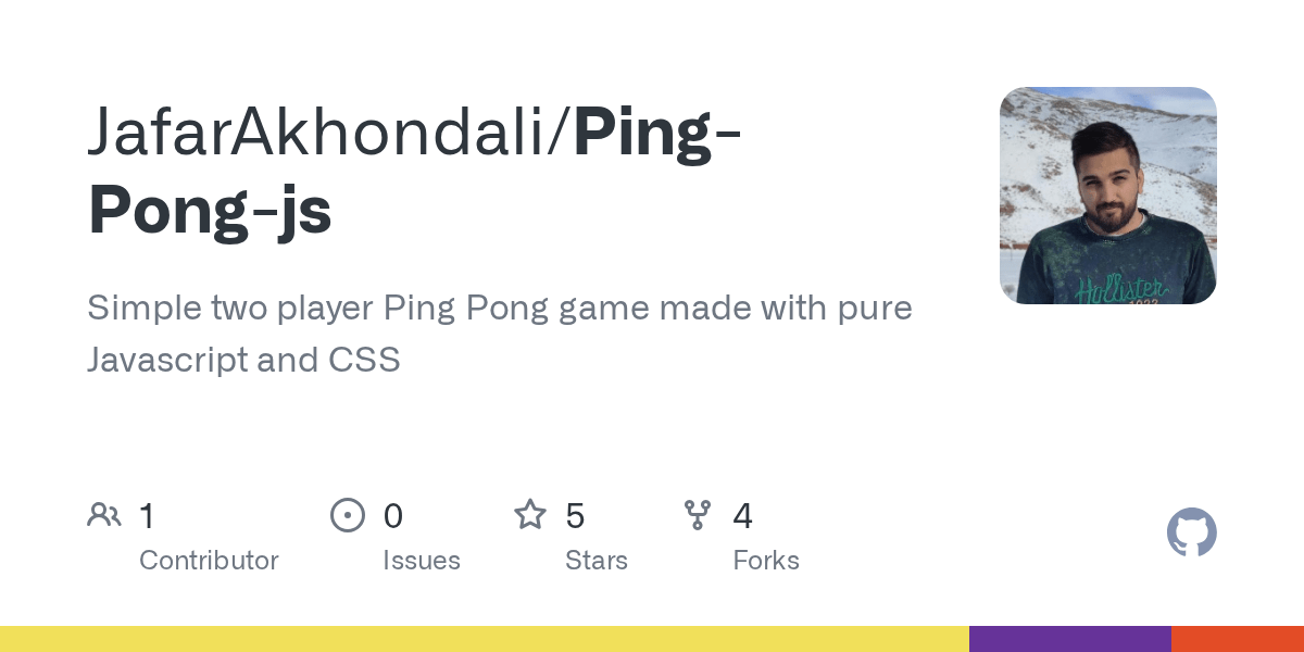GitHub JafarAkhondali/PingPongjs Simple two player Ping Pong game