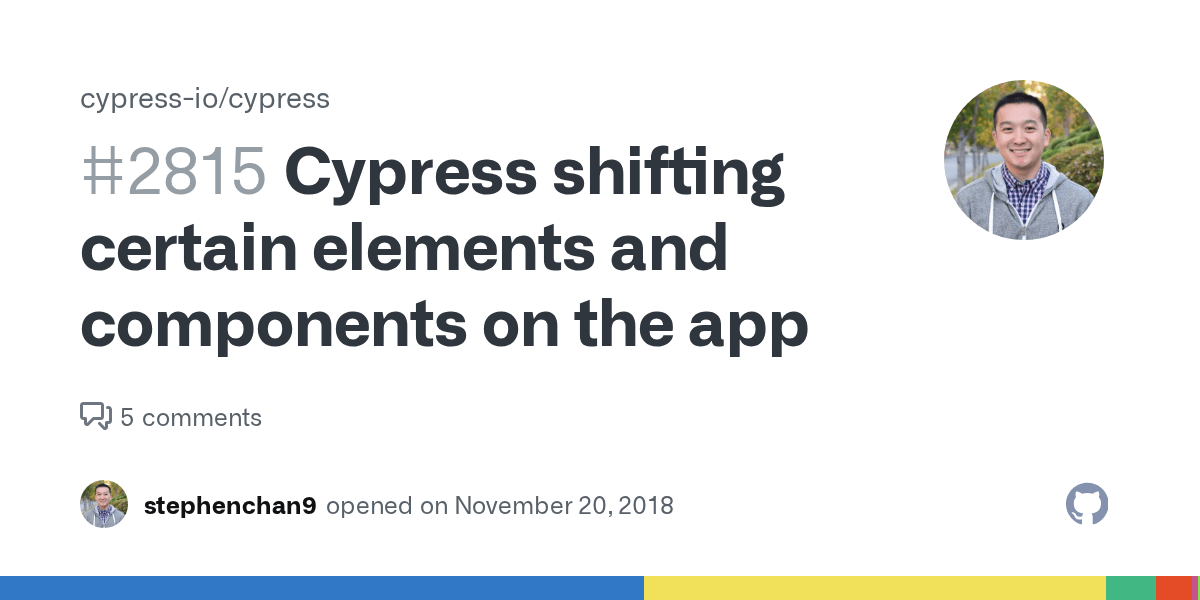 Cypress shifting certain elements and components on the app · Issue