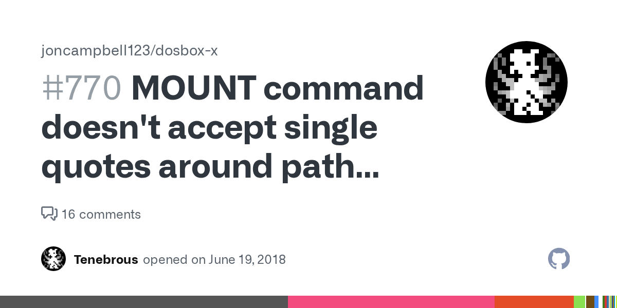 MOUNT command doesn't accept single quotes around path (original DosBox