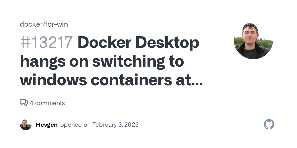 Docker Desktop hangs on switching to windows containers at Windows 11