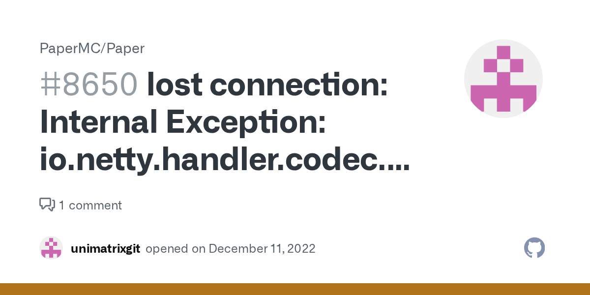 lost connection Internal Exception
