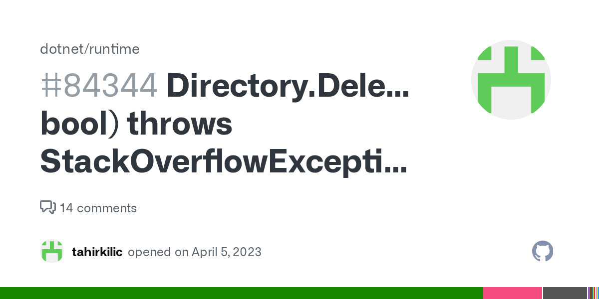 Directory.Delete(string, bool) throws StackOverflowException · Issue 84344 ·