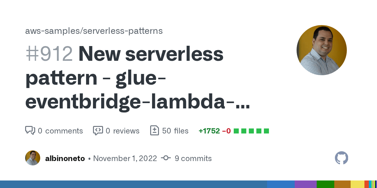 New serverless pattern glueeventbridgelambdacdk by