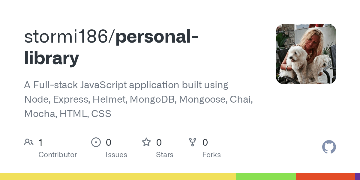 GitHub stormi186/personallibrary A Fullstack JavaScript