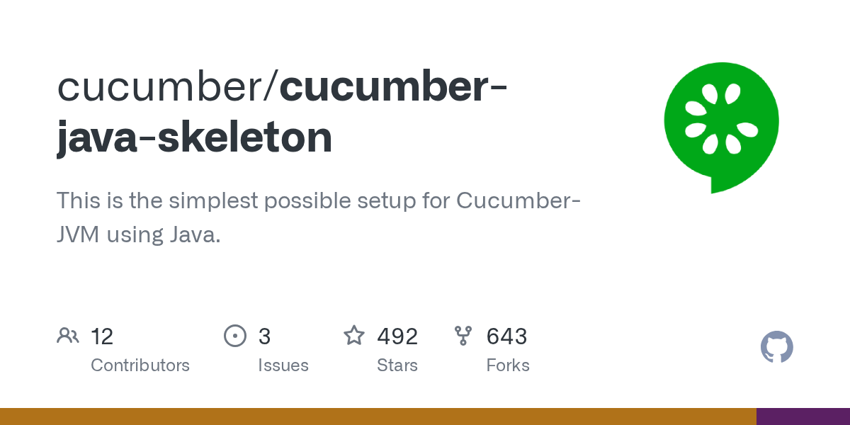 GitHub cucumber/cucumberjavaskeleton This is the simplest possible