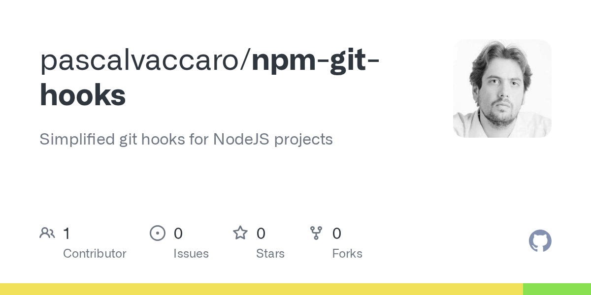 GitHub pascalvaccaro/npmgithooks Simplified git hooks for NodeJS