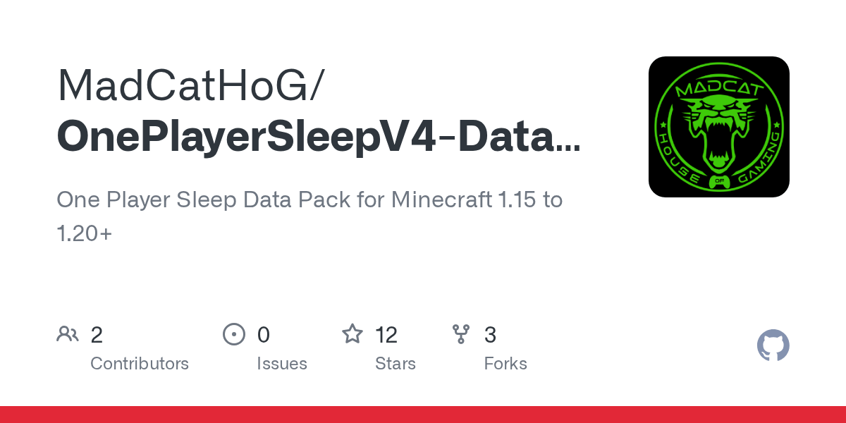 GitHub MadCatHoG/OnePlayerSleepV4DataPack One Player Sleep Data