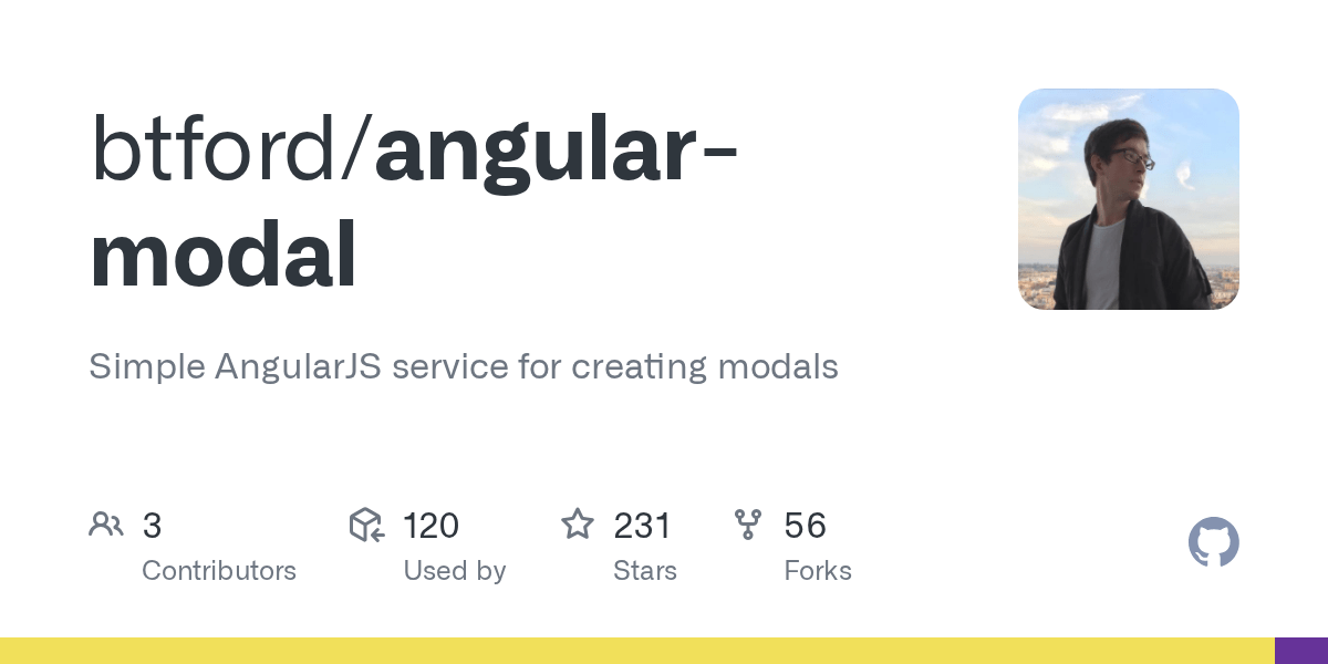 GitHub btford/angularmodal Simple AngularJS service for creating modals