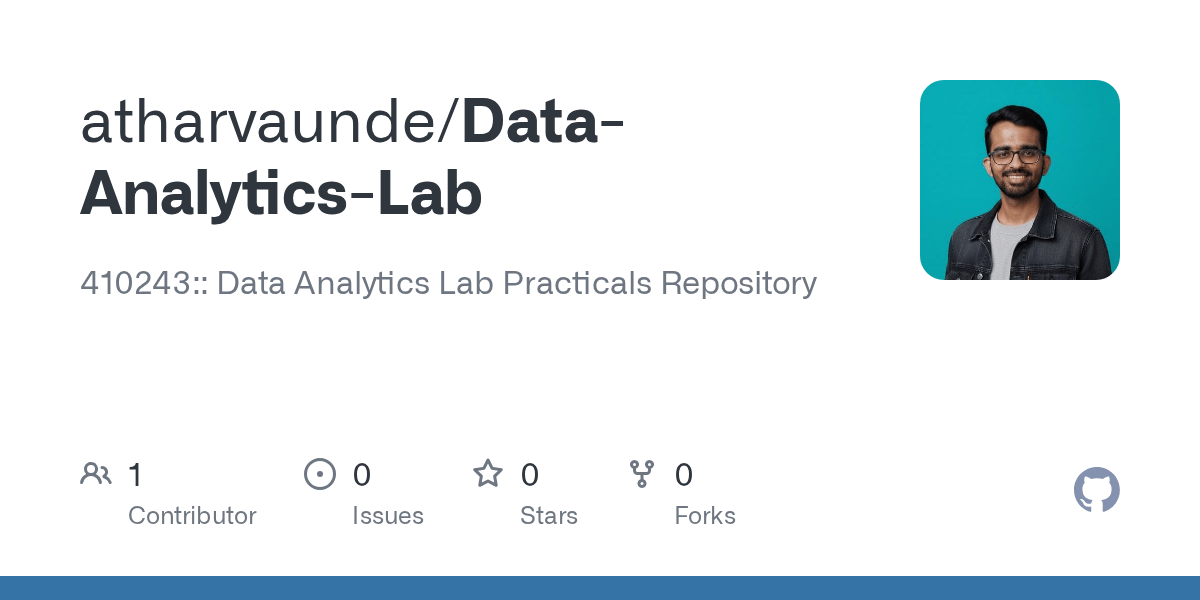 GitHub atharvaunde/DataAnalyticsLab 410243 Data Analytics Lab