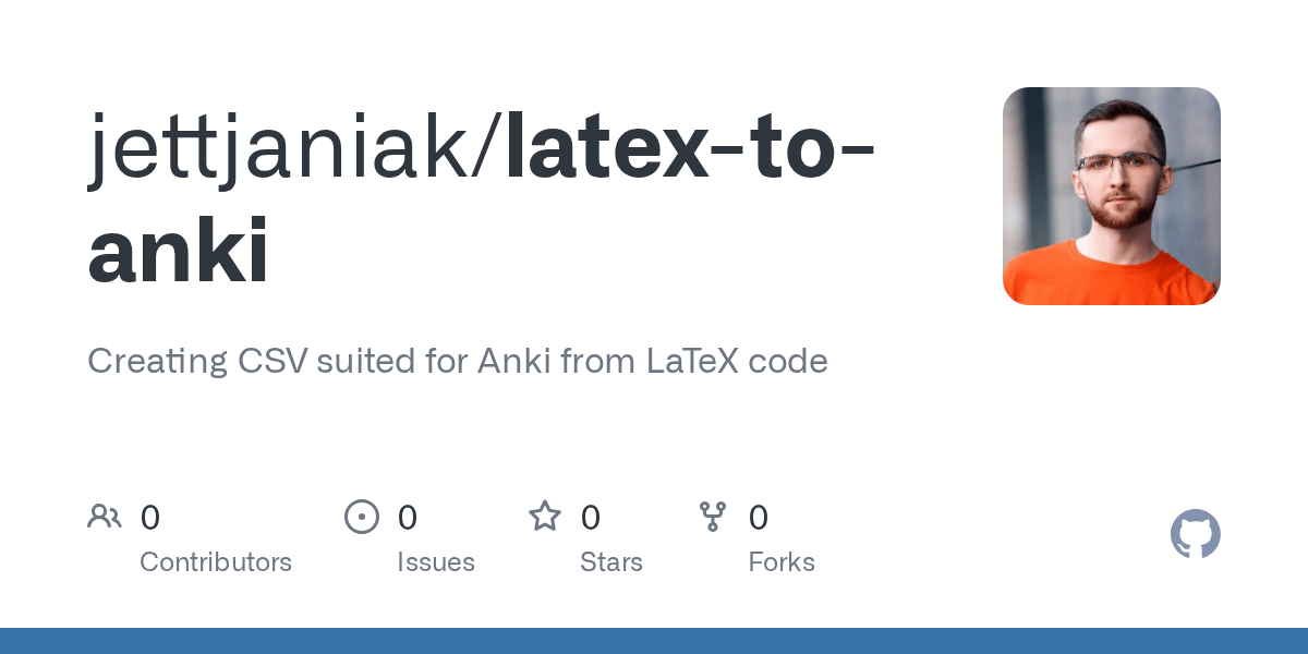 GitHub jettjaniak/latextoanki Creating CSV suited for Anki from LaTeX code