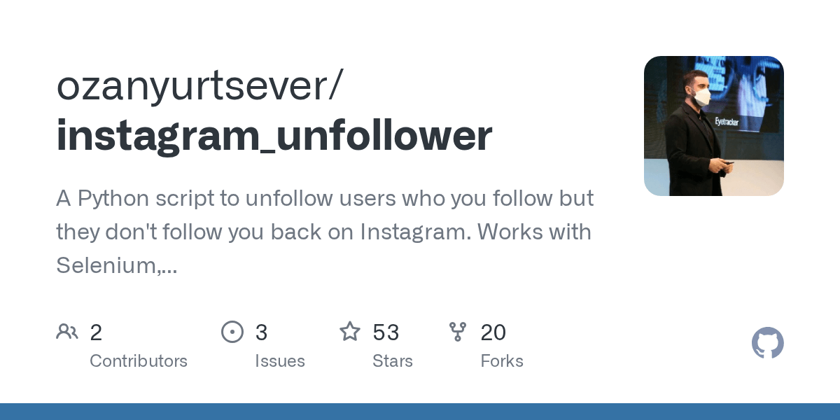 GitHub ozanyurtsever/instagram_unfollower A Python script to