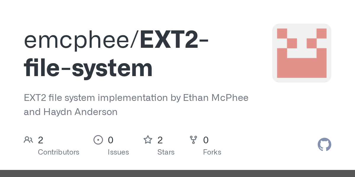 GitHub emcphee/EXT2filesystem EXT2 file system implementation by