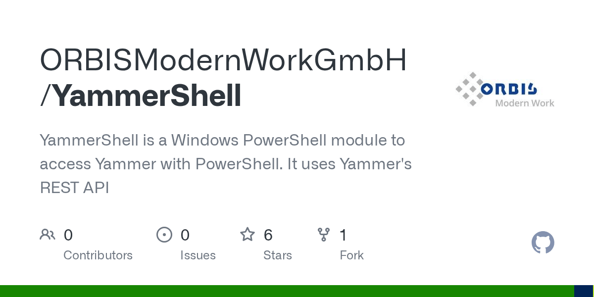 GitHub DataOne/YammerShell YammerShell is a Windows PowerShell