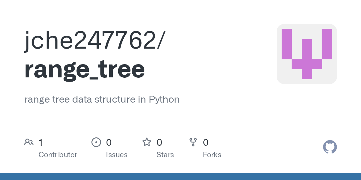 GitHub jche247762/range_tree range tree data structure in Python