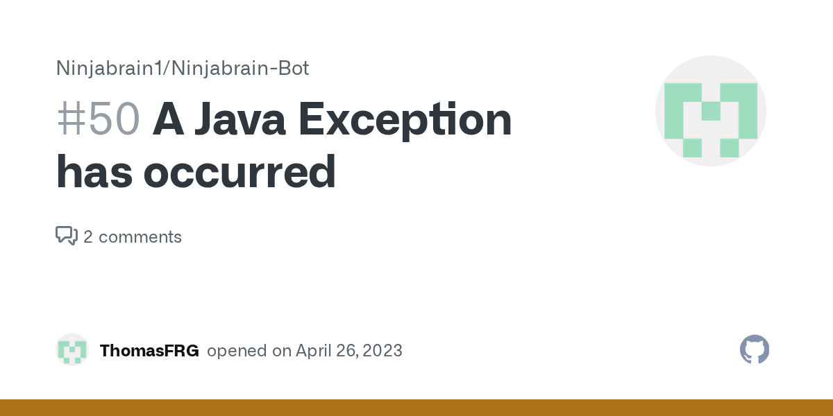 A Java Exception has occurred · Issue 50 · Ninjabrain1/NinjabrainBot