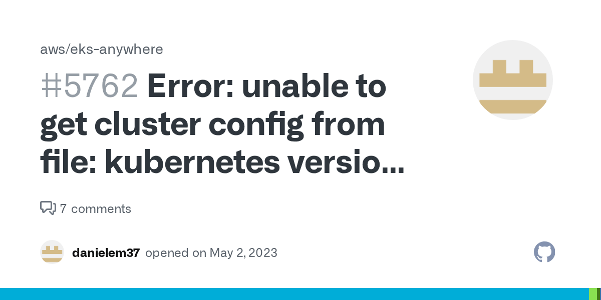 Error unable to get cluster config from file version 1.24