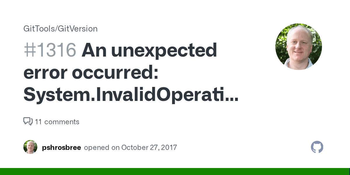An unexpected error occurred System.InvalidOperationException