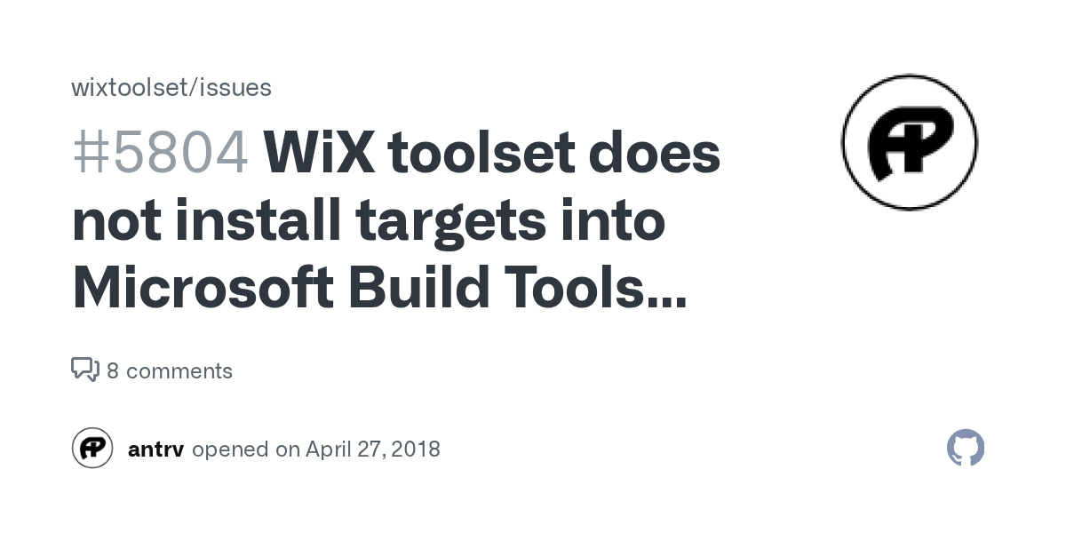 WiX toolset does not install targets into Microsoft Build Tools 2017