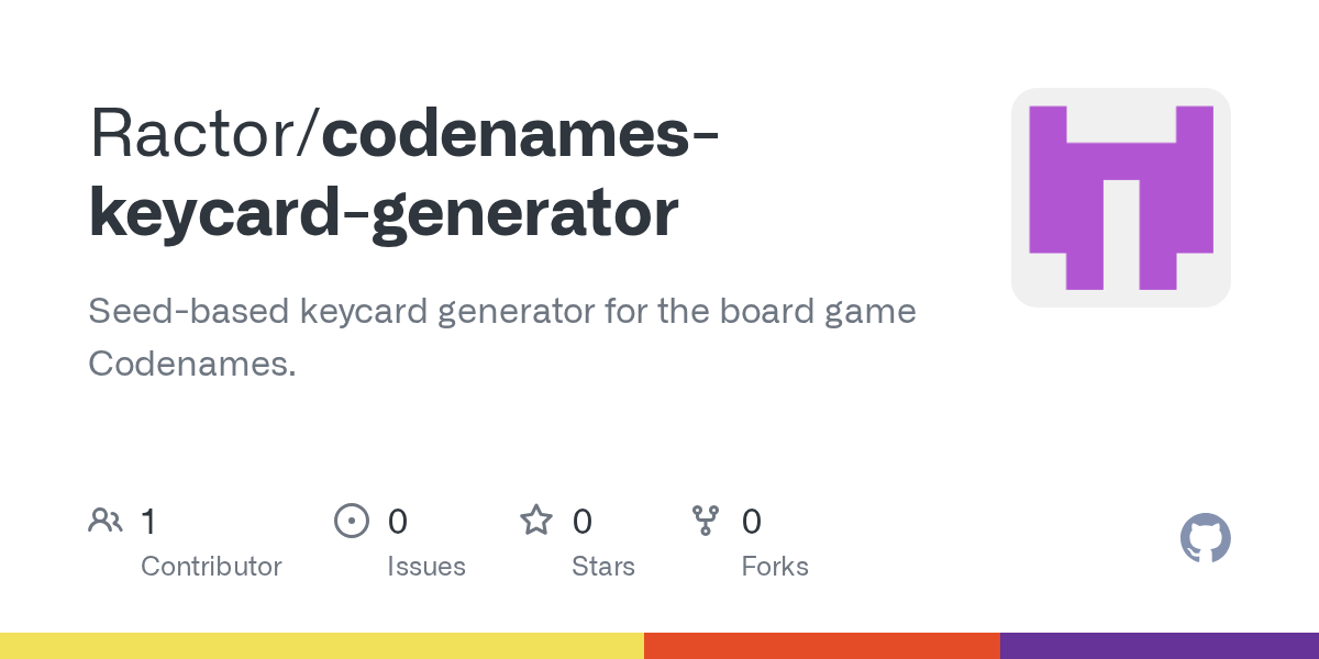 GitHub Ractor/codenameskeycardgenerator Seedbased keycard generator for the board game