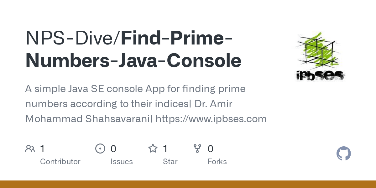 GitHub NPSDive/FindPrimeNumbersJavaConsole A simple Java SE