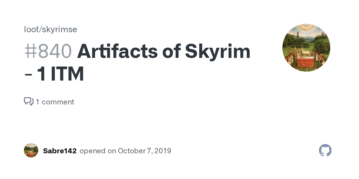 Artifacts of Skyrim 1 ITM · Issue 840 · loot/skyrimse · GitHub