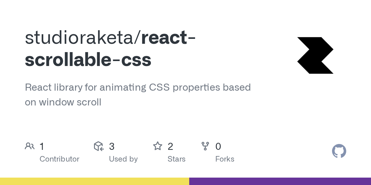 GitHub studioraketa/reactscrollablecss React library for animating
