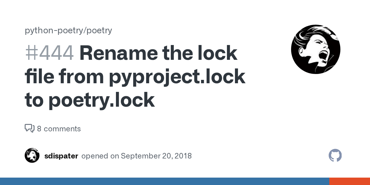 Rename the lock file from pyproject.lock to poetry.lock · Issue 444
