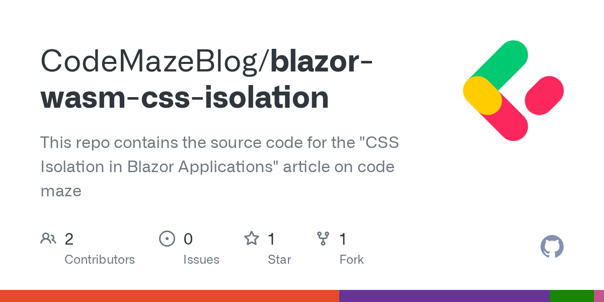 GitHub CodeMazeBlog/blazorwasmcssisolation This repo contains the