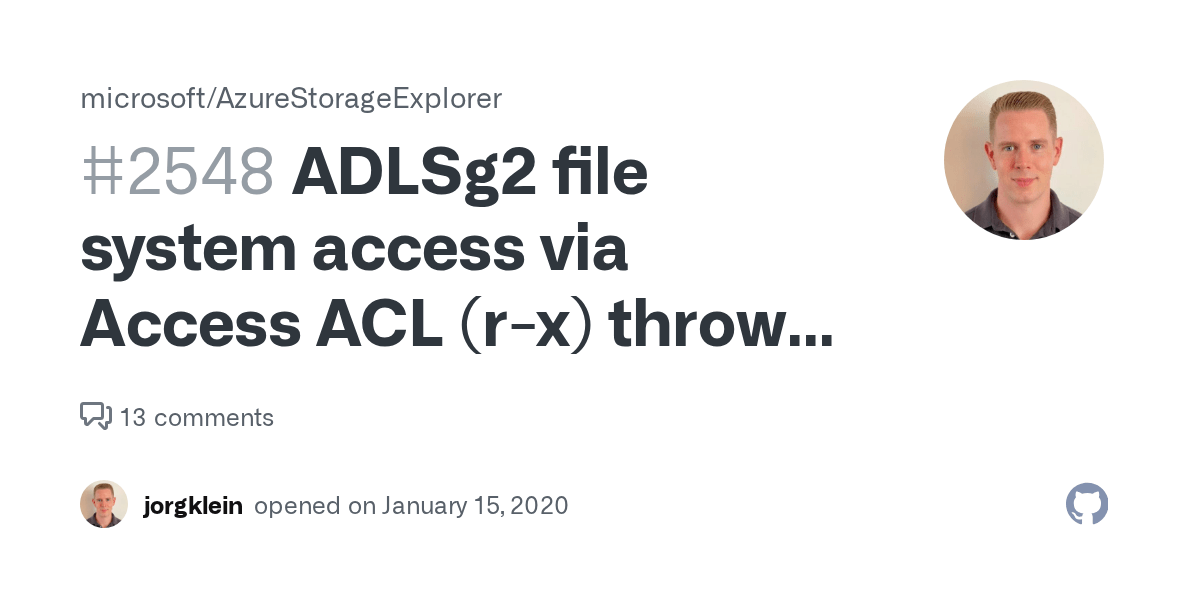 ADLSg2 file system access via Access ACL (rx) throws error · Issue 2548 · microsoft