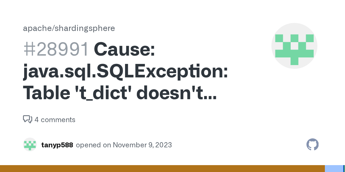 Cause java.sql.SQLException Table 't_dict' doesn't exist · Issue