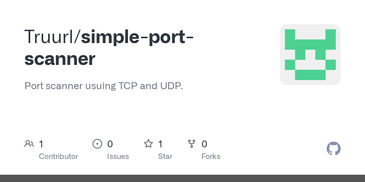 GitHub Truurl/simpleportscanner Port scanner usuing TCP and UDP.