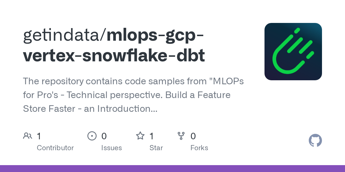 GitHub getindata/mlopsgcpvertexsnowflakedbt The repository