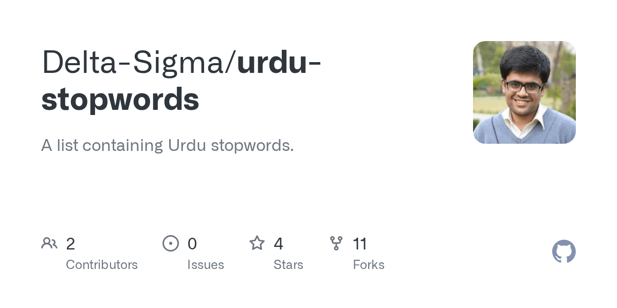 GitHub DeltaSigma/urdustopwords A list containing Urdu stopwords.