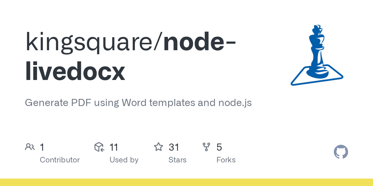 GitHub kingsquare/nodelivedocx Generate PDF using Word templates
