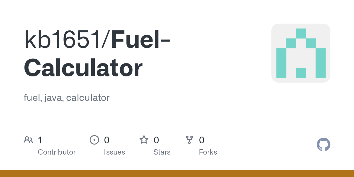 GitHub kb1651/FuelCalculator fuel, java, calculator