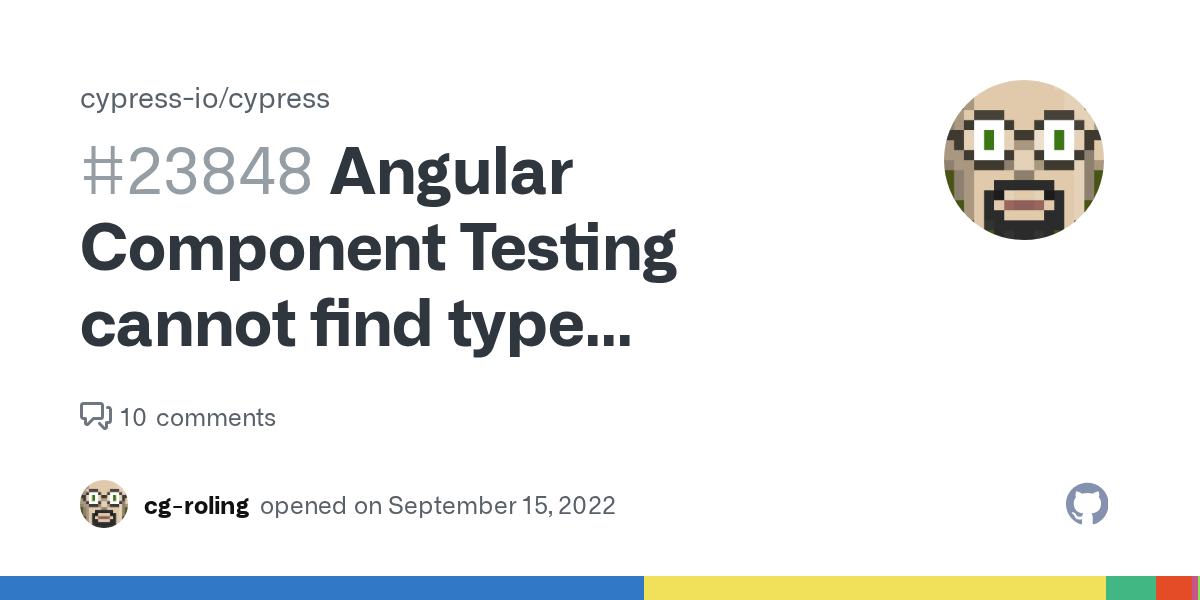 Angular Component Testing cannot find type definition files · Issue
