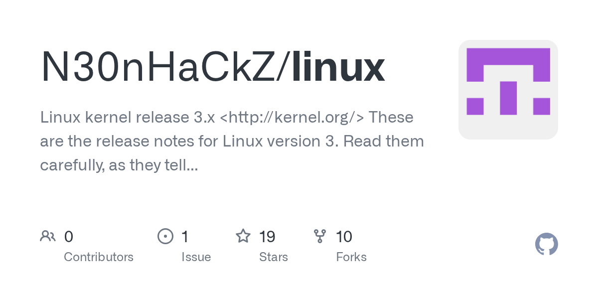 GitHub N30nHaCkZ/linux Linux kernel release 3.x These are the
