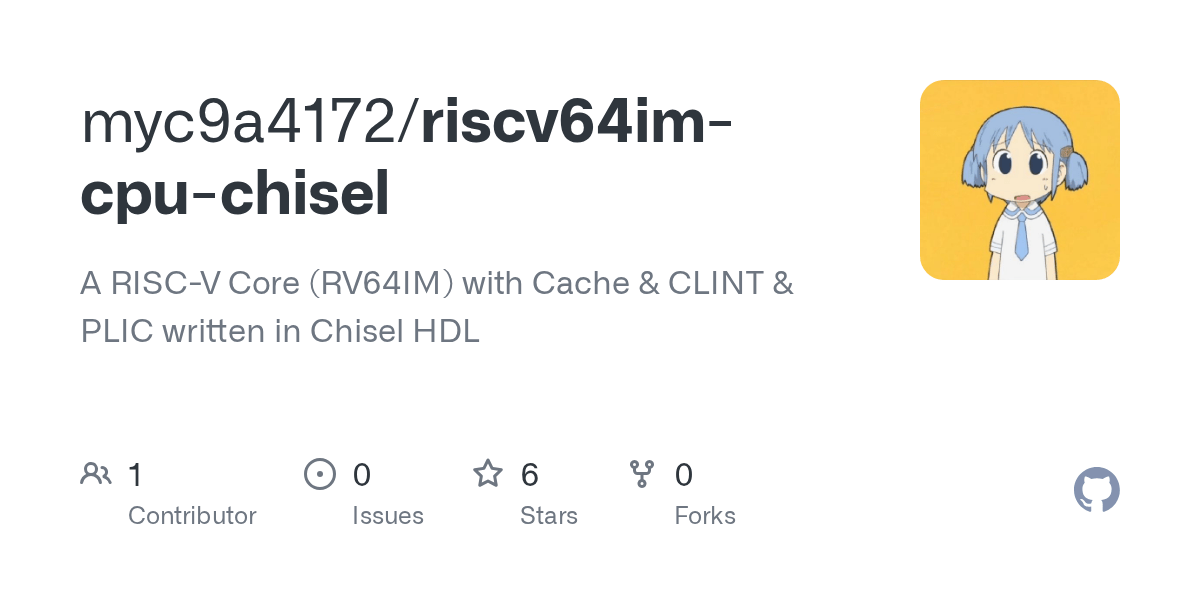 GitHub myc9a4172/riscv64imcpuchisel A RISCV Core (RV64IM) with