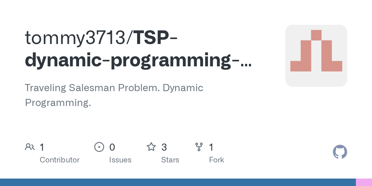 GitHub tommy3713/TSPdynamicprogrammingPython Traveling Salesman
