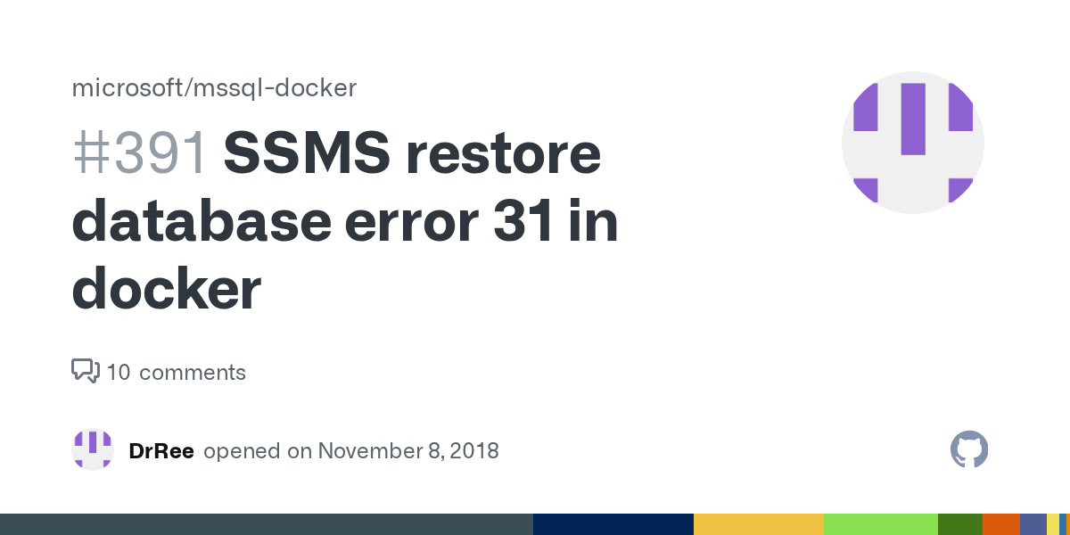 SSMS restore database error 31 in docker · Issue 391 · microsoft/mssql