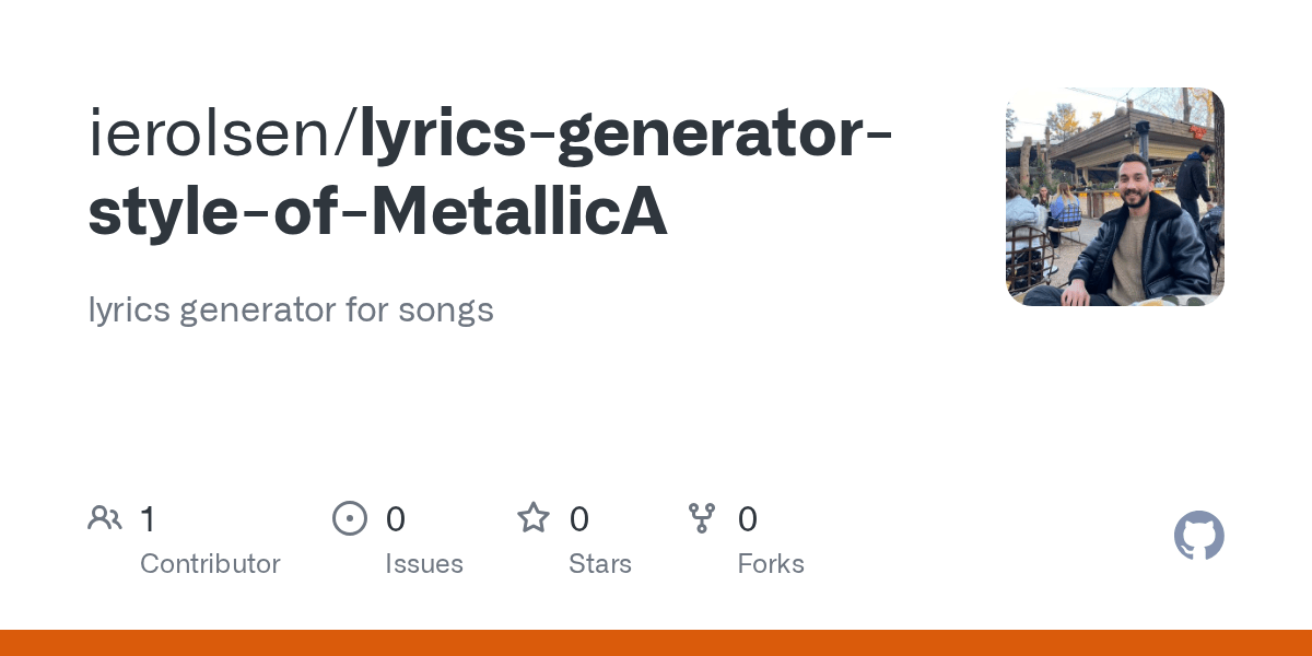 GitHub ierolsen/lyricsgeneratorstyleofMetallicA