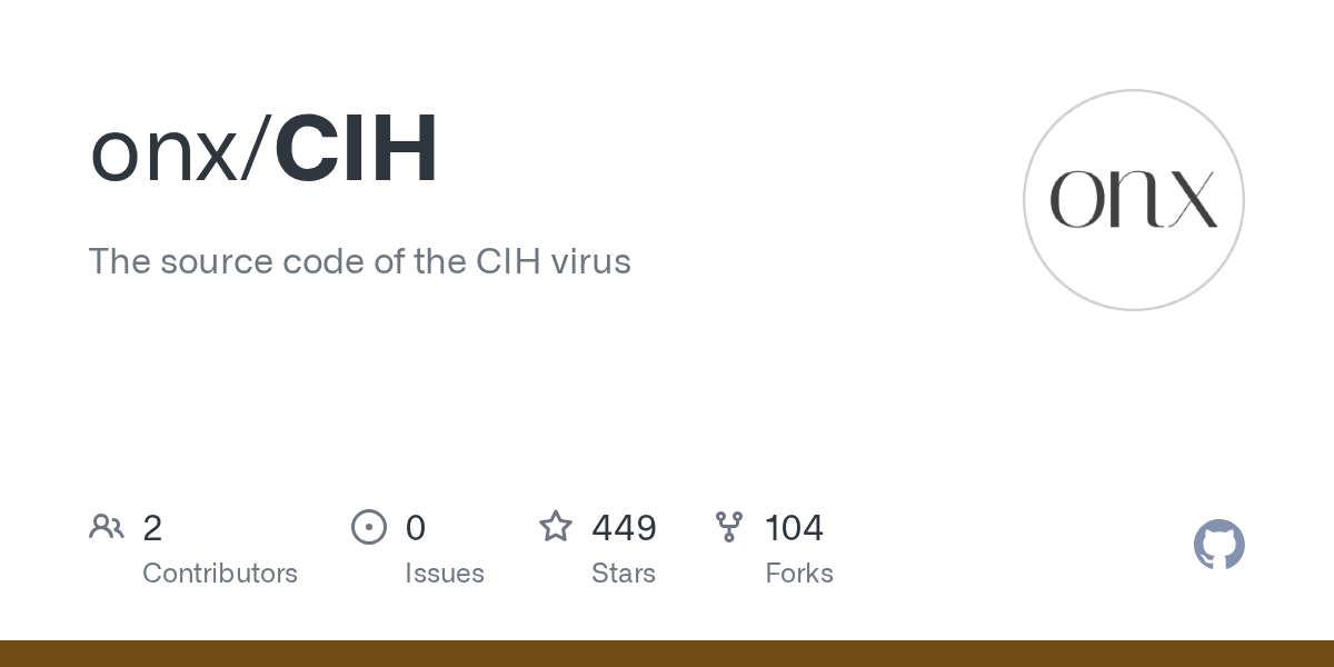 GitHub onx/CIH The source code of the CIH virus