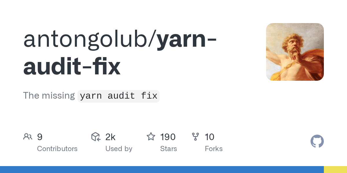 GitHub antongolub/yarnauditfix The missing `yarn audit fix`