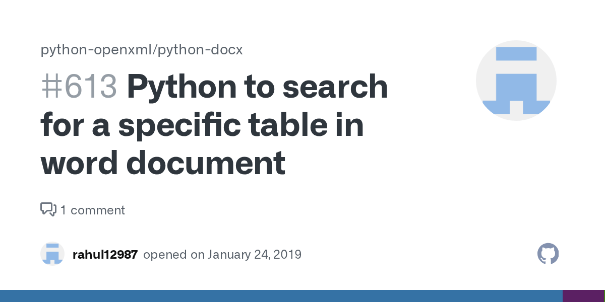 Python to search for a specific table in word document · Issue 613