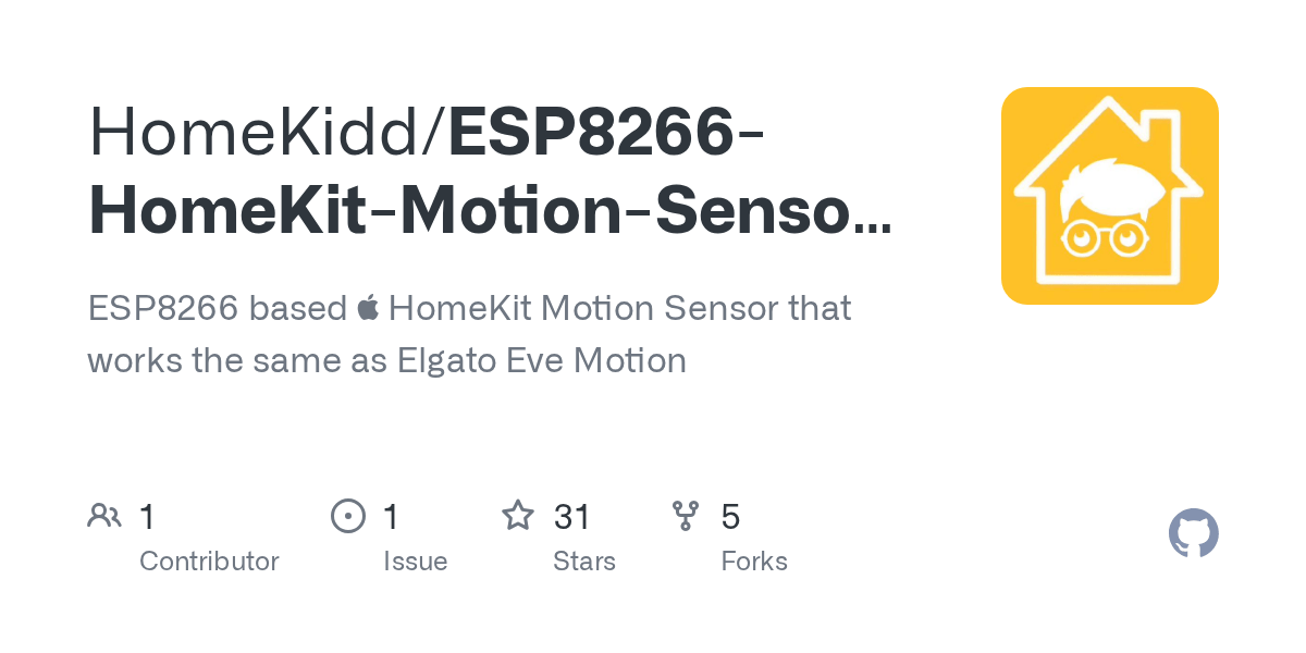 GitHub HomeKidd/ESP8266HomeKitMotionSensorElgatoEve ESP8266