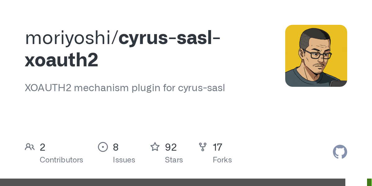 GitHub moriyoshi/cyrussaslxoauth2 XOAUTH2 mechanism plugin for