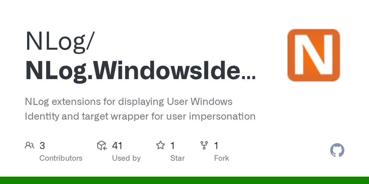 GitHub NLog/NLog.WindowsIdentity NLog extensions for displaying User