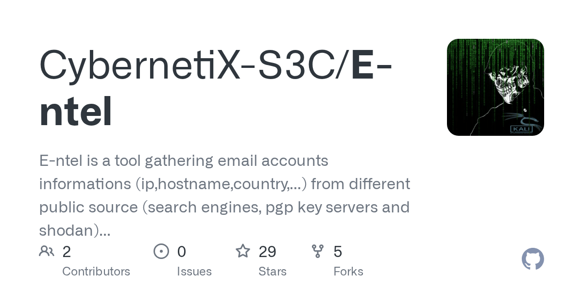 GitHub Entel is a tool gathering email